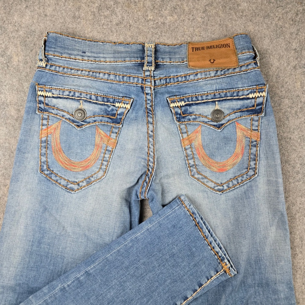 True Religion Geno Jeans Mens 30 Blue Relaxed Slim Super T Stitch Denim Y2K